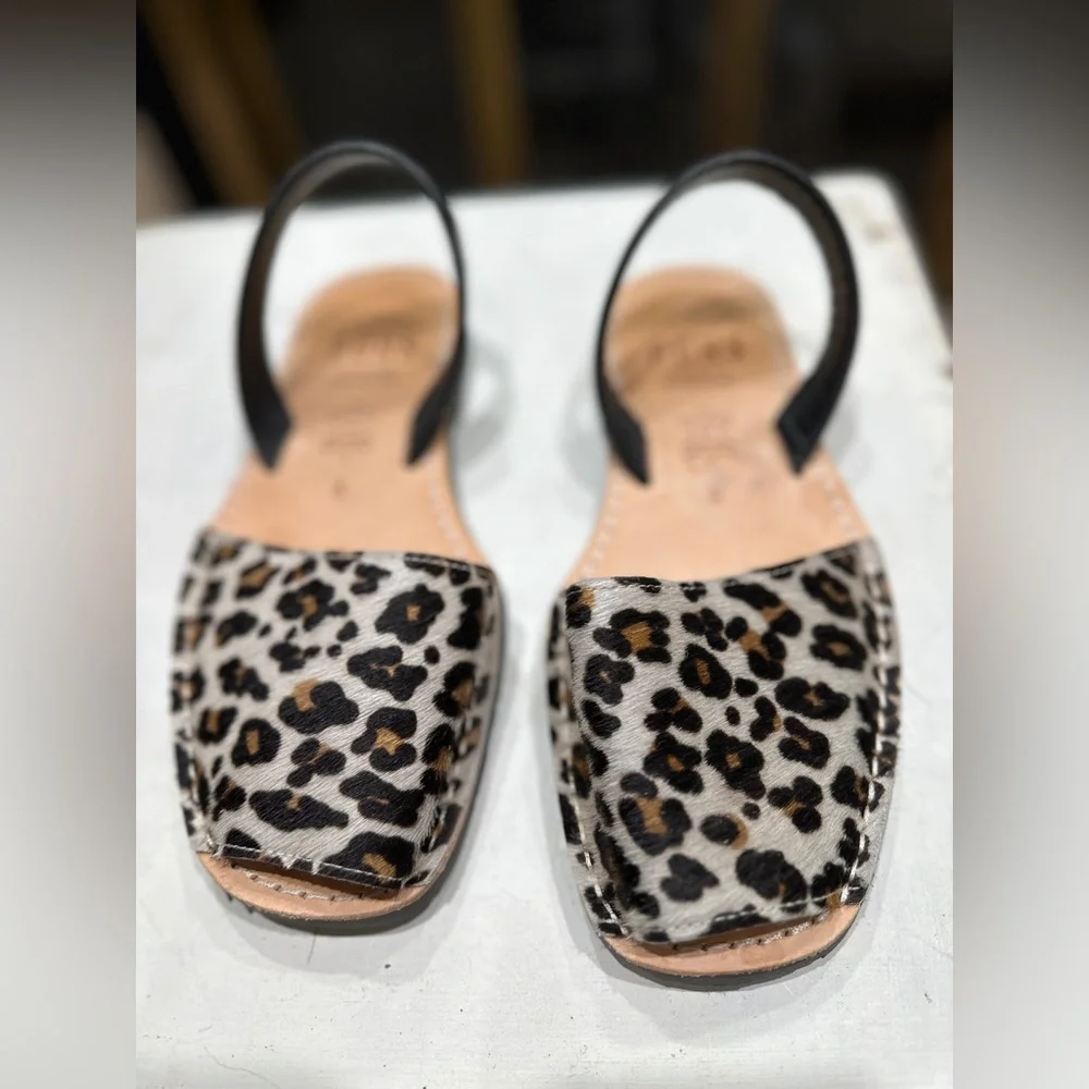 Pons Menorca Avarca Sandals Leopard Print Pony Hair Leather EU 38 US‎ 8 - Picture 6 of 14